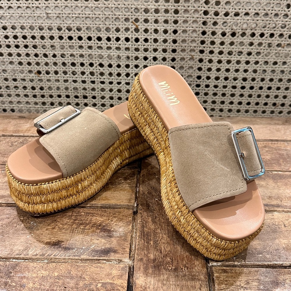 Mi.iM Taupe and Tan Platform Sandals